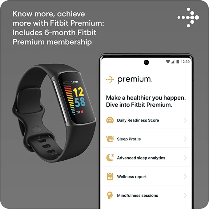 Fitbit Charge 5 Advanced Health & Fitness Tracker with Built-in GPS, Stress  Management Tools, Sleep Tracking, 24/7 Heart Rate and More, Lunar